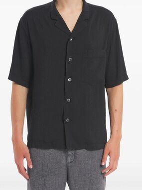Barena Black Short-Sleeve Camp-Collar Shirt